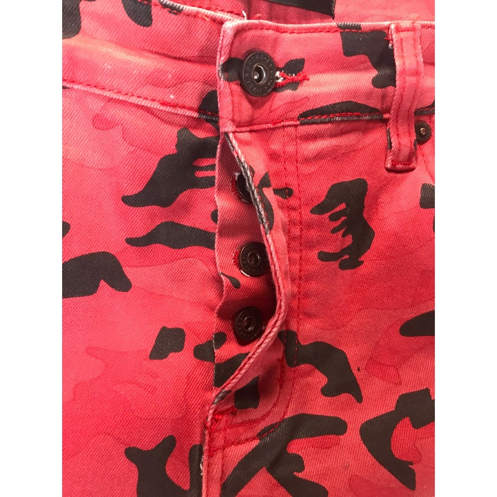 Valabasas Red Camo Carpenter Jeans Mens Flare Leg Raw Hem Streetwear Denim 35x39 - Picture 5 of 16